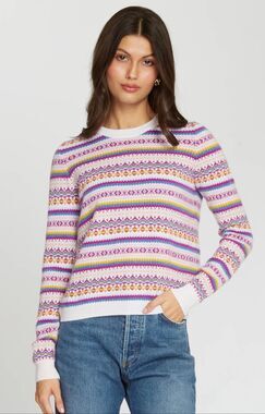 Autumn Cashmere 100% Cashmere Fair Isle Crew Sweater In Bright Combo Small